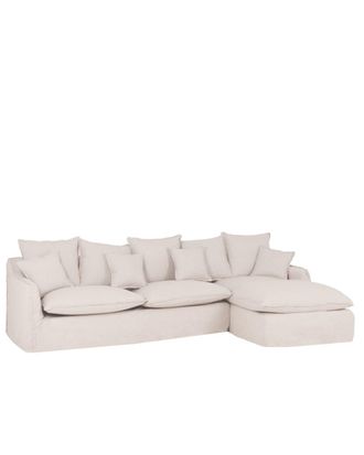 Deco Wood Sof&aacute; con chaise longue derecho desenfundable blanco 3 plazas