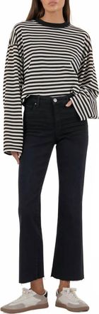 Kut from the Kloth Kelsey High Rise Ankle Flare Jeans With Raw Hem In Black