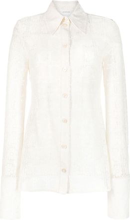 Sportmax Sava floral-lace fitted shirt - women - Cotton/Cotton/Polyamide - L - Neutrals