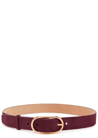 Gabriela Hearst Link Suede Belt - Burgundy - M