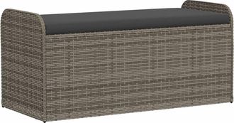 vidaXL Vidaxl - Banco De Almacenaje Con Coj&iacute;n Rat&aacute;n Sint&eacute;tico Gris 115x51x52 Cm