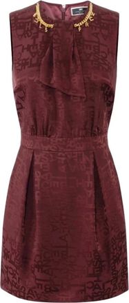 Elisabetta Franchi Mini abito senza maniche con lettering jacquard - - Dresses - Donna - Rosso - M