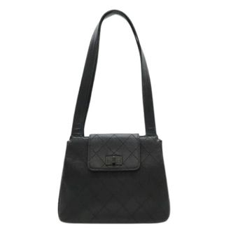 Chanel Pre-owned Vintage Leren Schoudertas - Dames - Pre-owned - Zwart - Maat: ONE Size Leer