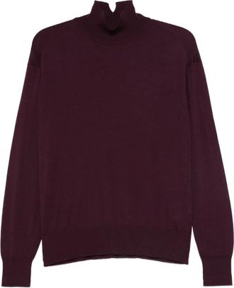 Another Tomorrow Maglione in lana a collo alto - Viola