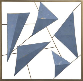 Beliani Beliani - Decoraci&oacute;n De Pared 3d Geom&eacute;trica Azul Y Dorado Arte De Pared De Metal Estilo Costero Moderno Zinc