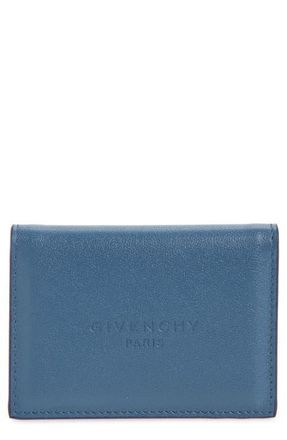 Givenchy Leather Business Card Holder in Military Blue at Nordstrom