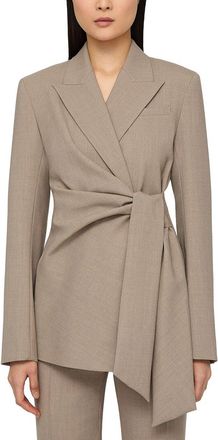 Lafayette 148 New York Plus Peak Lapel Side Tie Wool-Blend Blazer
