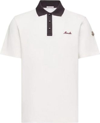 Moncler White Cotton Polo Shirt