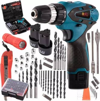 Trade Shop Trade Shop - Set Trapano Avvitatore A Batteria 14,4v A Litio Kit Con 80 Accessori E Valigetta