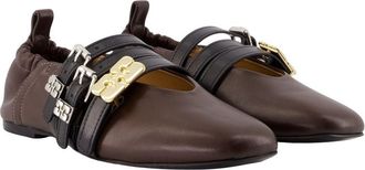 Ganni Womens Sue Flat Brown Synthetic