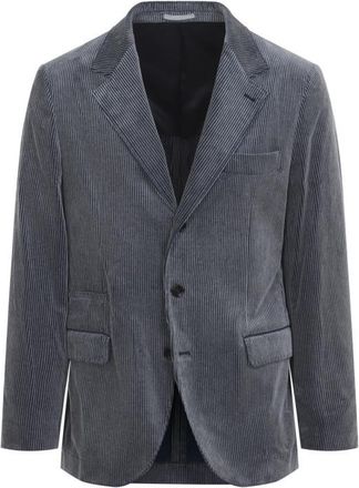 Brunello Cucinelli Blue Notched Lapel Blazer