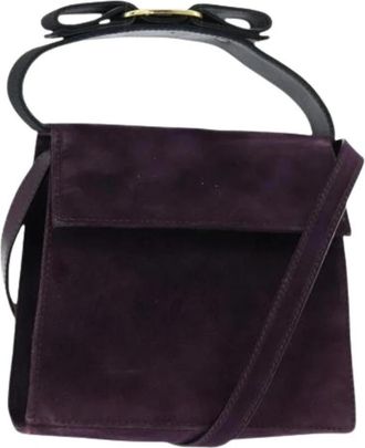 Ferragamo Pre-owned Suede Cross Body Bag - Dames - Vintage Schoudertas - Paars - ONE Size - Su&egrave;de - Vintage