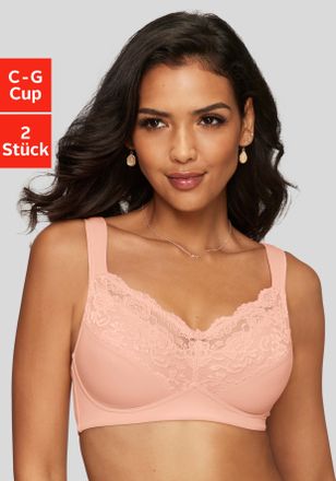 Petite Fleur Soft-BH PETITE FLEUR, Damen, Gr. 100, Cup D, orange (pfirsich, wei&szlig;), Jersey, Obermaterial: 60% Polyamid, 29% Baumwolle, 11% Elasthan, BHs Soft-BH, oh