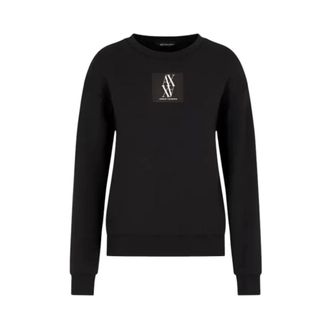 A|X Armani Exchange Crewneck Sweatshirt with Monogram Patch - female - Armani Exchange - Sweatshirts - Black - L - Sweatshirts & Hoodies