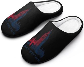 Generic Great Britain Big Ben Funny Mens Cotton Slippers Soft Non-Slip Rubber Sole House Slipper Indoor Outdoor
