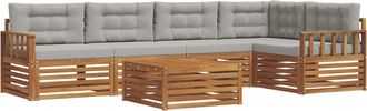 vidaXL Conjunto De Sof&aacute;s De Exterior 6 Uds. Gris Natural Y Claro Vidaxl