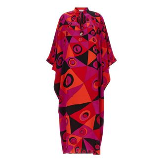 Pucci Maxi Dresses, female, Multicolor, Size: XS Occhi Print Silk Kaftan
