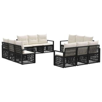 vidaXL Conjunto De Sof&aacute;s De Jard&iacute;n 12 Pcs Negro Rat&aacute;n Sint&eacute;tico Vidaxl