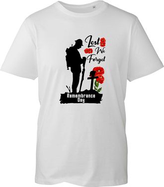 Generic Lest We Forget T-Shirt, British Armed Force Remembrance Day Solider Poppy Flower Unisex Kids Adults Top (White, 5 Years)