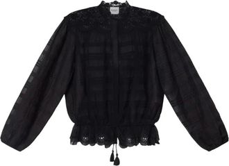 Isabel Marant Polly Top - Dames - Overhemden - Zwart - M - Katoen - Overhemden