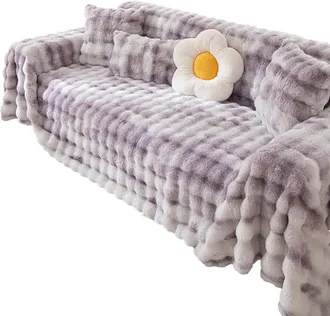 OEM Coj&iacute;n De Sof&aacute; Y Alfombra De Peluche Grueso Con Forma De Conejo - Morado A