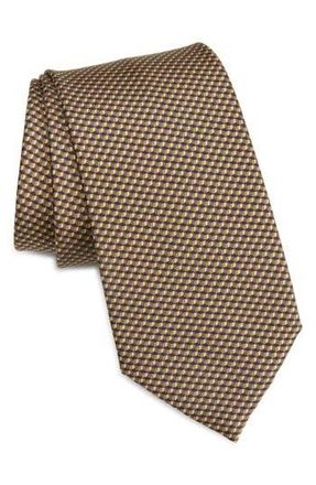 Brioni Micro Jacquard Silk Tie in Olive/Ochre at Nordstrom Rack
