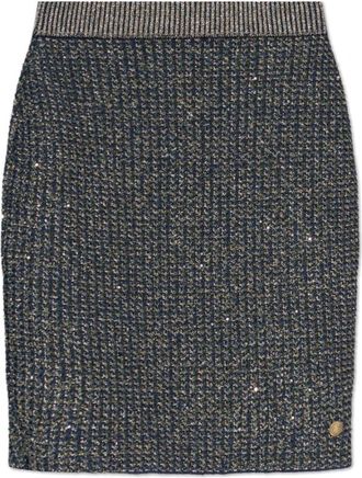 Balmain Rok met Lurex Garen en Glanzende Pailletten - Dames - Korte rokken - Blauw - L - Pailletten - Rokken