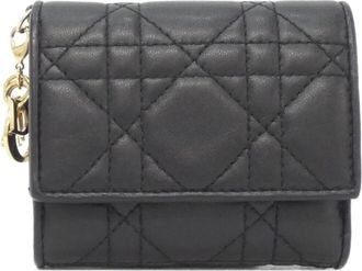 Dior Black Leather Wallet (Tri-Fold) (Pre-Owned)