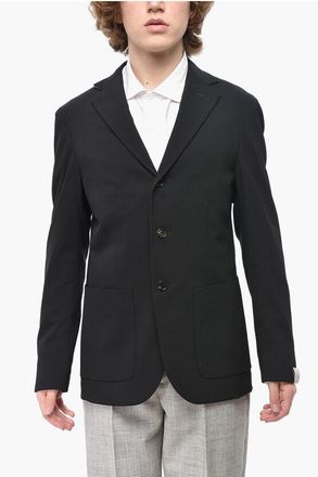 Corneliani CIRCLE Wool Blend Twill Blazer with Patch Pockets size 46