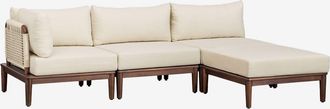 Sklum Sklum - Sof&aacute; Modular De Jard&iacute;n Esquinero De 3 Piezas Y Puff En Acacia Giulia