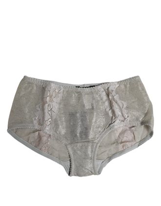Dolce & Gabbana Gray Cotton Floral Lace High Waist Panty Womens Underwear