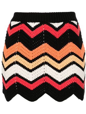 Alanui Mini-rok met chevron streep - Zwart