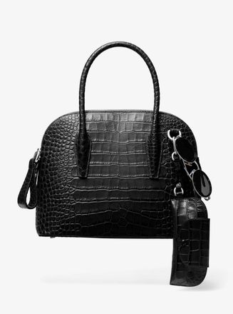Michael Kors Kaitlin Medium Crocodile Embossed Leather Dome Satchel