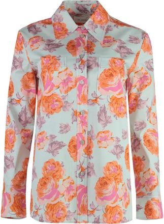 St. John Bloemenprint katoenen shirt - Dames - Overhemden - Veelkleurig - S - Katoen - Overhemden