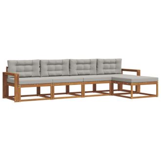 vidaXL Conjunto De Sof&aacute;s De Exterior 5 Pcs Gris Natural Y Claro Vidaxl