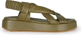 Cortana Platte sandalen - Dames - Sandalen - Groen - 40 EU - Leer - Schoenen