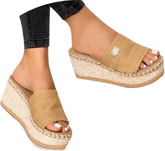 Generic Wedge Sandals for Women,Women Platform Sandals,Ladies Wedges,Summer Large Size Open Toe Fashion Retro Non-Slip Comfortable Ladies Platform Shoes,Summe