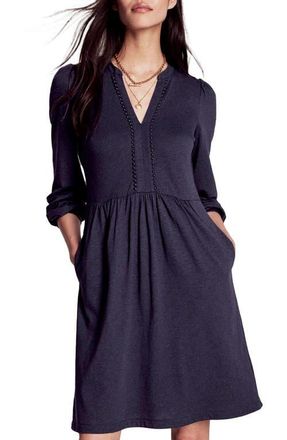 Boden Naomi Long Sleeve Jersey Dress in Navy at Nordstrom, Size 2