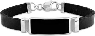 Amour 22ct TGW Black Onyx Bangle Bracelet in Yellow Silver