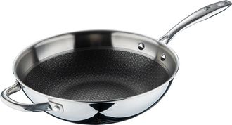 Masterpro Wok without lid 28x8.0cm SS polished with long cast steel handle + side tube handle HI-TECH 3 Masterpro