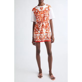 Dolce & Gabbana Majolica Cotton Jersey T-Shirt Dress in S9000 Variante Abbinata at Nordstrom, Size 44