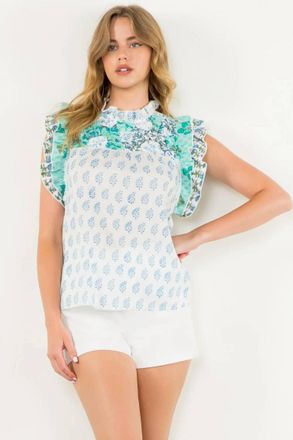 THML Clothing Summer Breeze Top In Blue/green