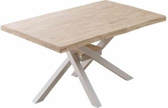 Home Heavenly Home Heavenly - Mesa Comedor Industrial Gael, Madera De Roble Y Patas Metal Cruzadas. 150 X 90 Cm Color: Roble Nordish - Blanco