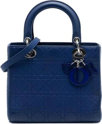 Dior Pre-owned Handbags, female, Blue, Size: ONE SIZE Pre-owned Leather Handbag