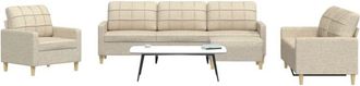 vidaXL Vidaxl - Juego De Sof&aacute;s Con Reposapi&eacute;s 4 Piezas Tela Crema