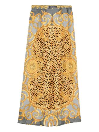 Versace Zijden twill broek met print - Geel