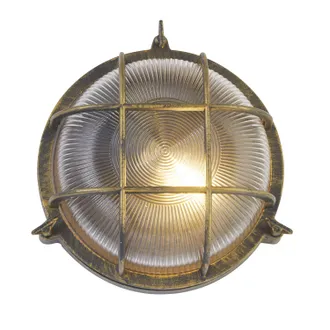 Searchlight Plafoniera Esterno Vintage - Dec&ograve; Paratia Alluminio Oro Trasparente 1 Luce E27
