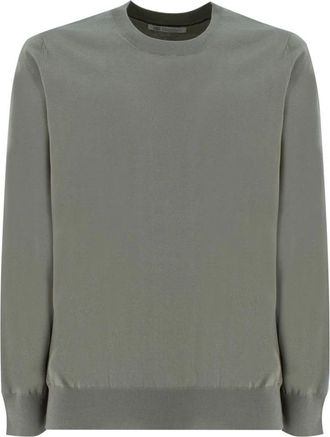 Brunello Cucinelli Geribbelde trui met ronde hals - Heren - Ronde hals truien - Groen - 3XL - Katoen - Truien & Vesten