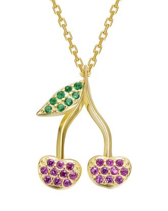 Rachel Glauber 14K Plated CZ Pendant Necklace