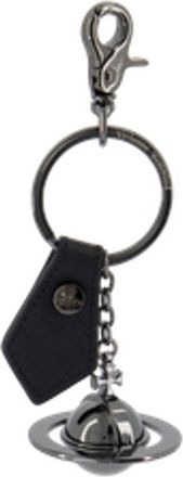 Vivienne Westwood Womens Saffiano Leather Orb Key Case Black Metal Cases